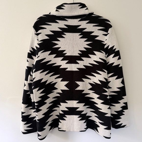 Chaps Cotton Aztec Southwest Shawl Collar Button Front Cardigan NWOT Plus Size - Picture 7 of 10